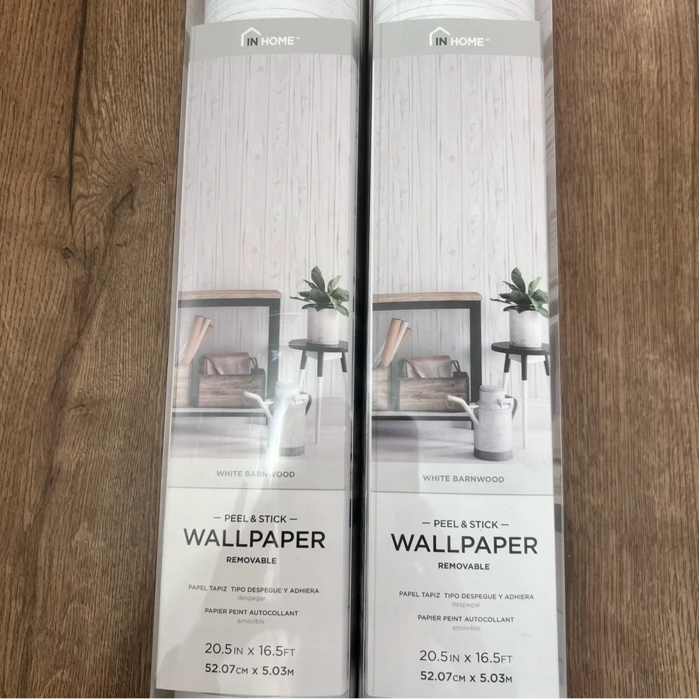 Peel and Stick White Barnwood Removable Wallpaper 20.5in x 16.5ft Lot of 2 Rolls